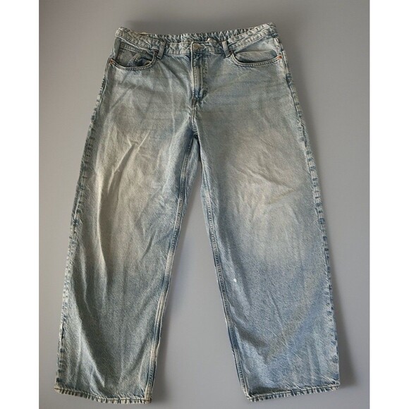 H&M & Jeans 2 Pair Baggy Loose Fit / High And Low Waist Size 16 Black/blue - Picture 11 of 16